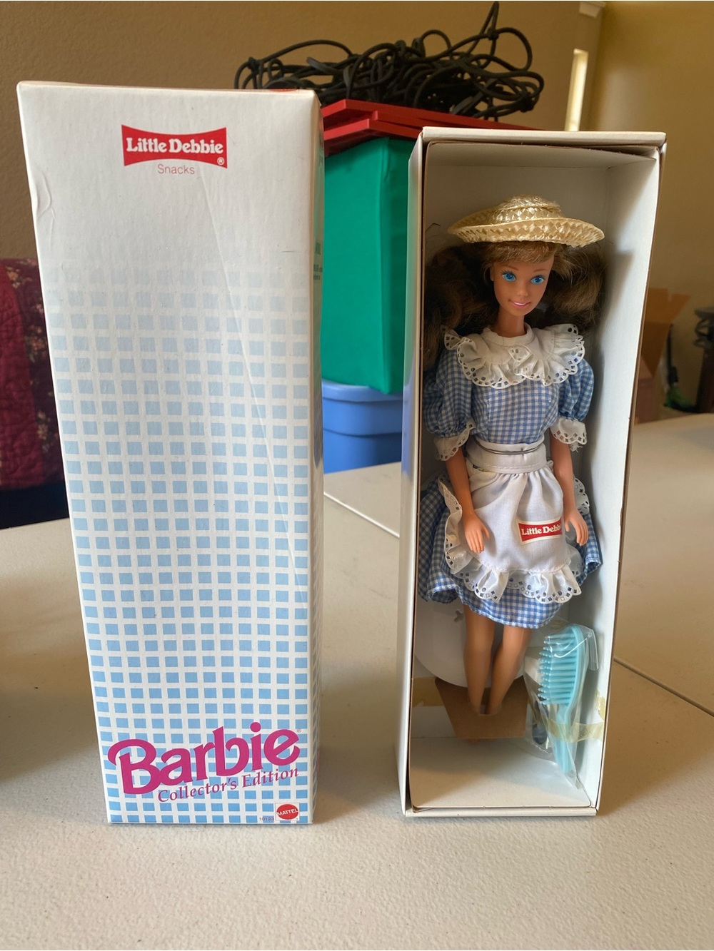 Vintage 1992 Little Debbie Barbie Doll in Blue Gingham Dress